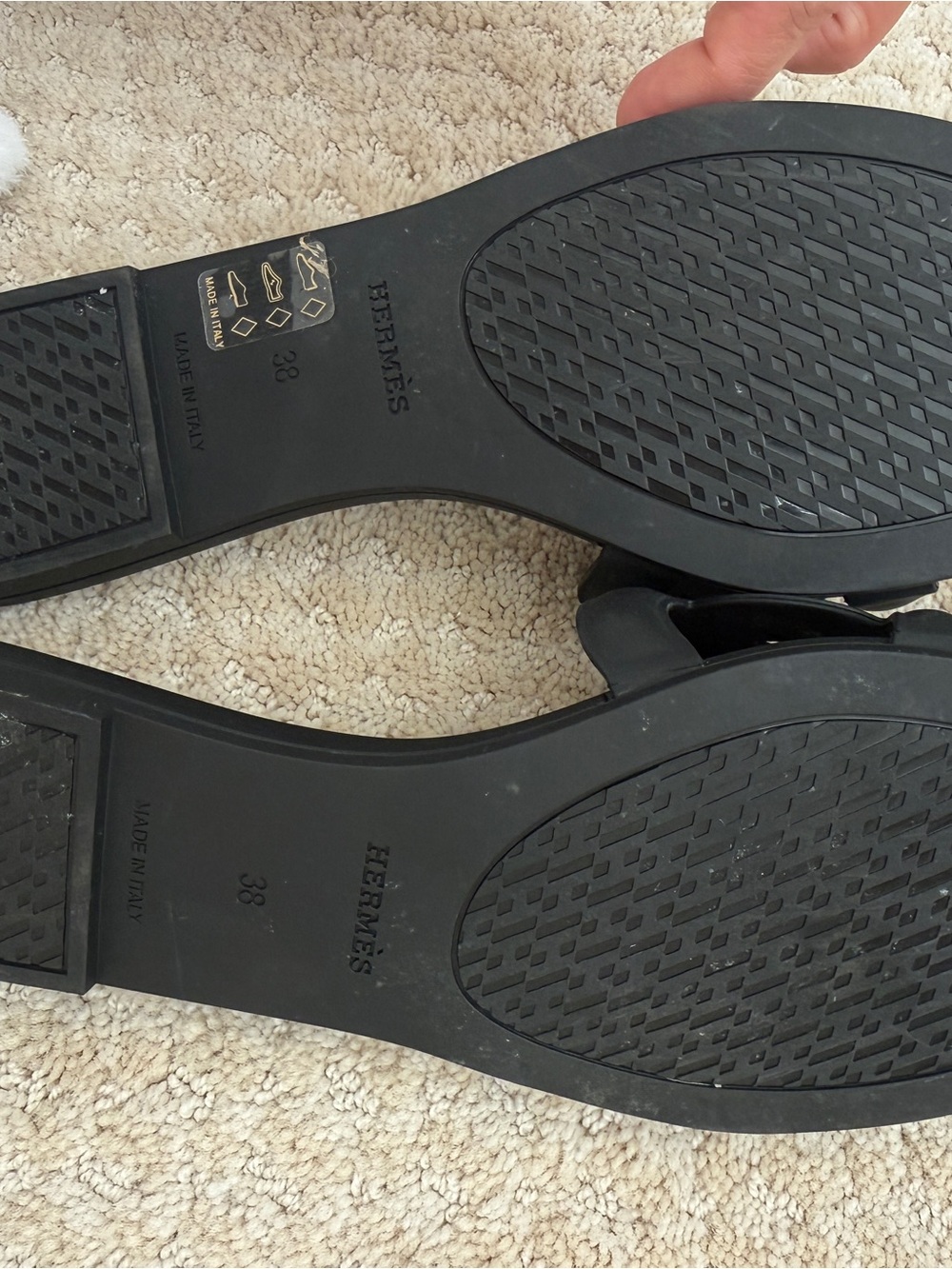 Hermes Black Cutout 'H' Slide Sandals - Picture 2 of 2